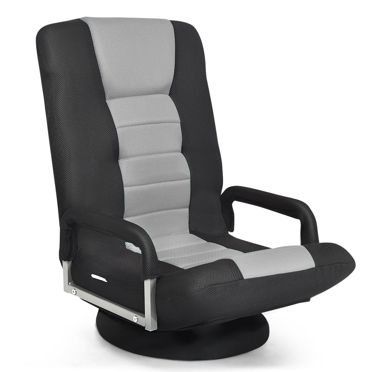 Gaming Floor Chair – 360 Swivel, Foldable Backrest, Gray
