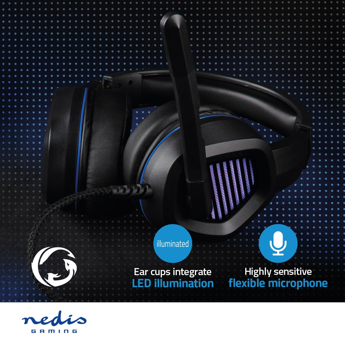 Gaming Headset | Over-Ear | Surround | USB Type-A | Foldable Microphone | 2.10 m | LEDs