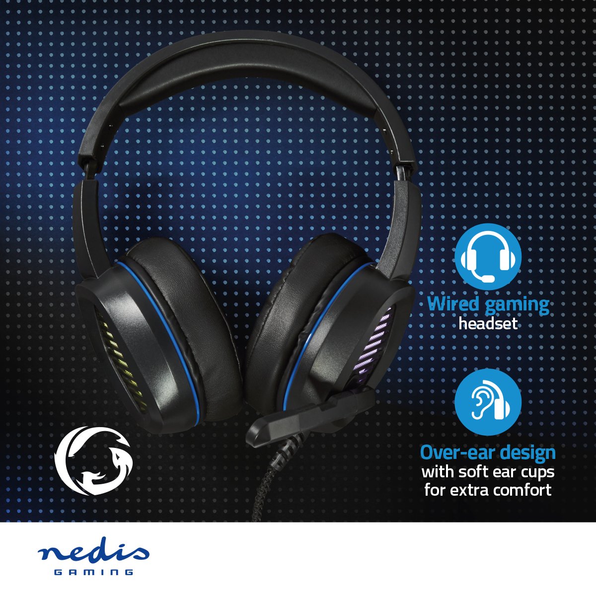 Gaming Headset | Over-Ear | Surround | USB Type-A | Foldable Microphone | 2.10 m | LEDs
