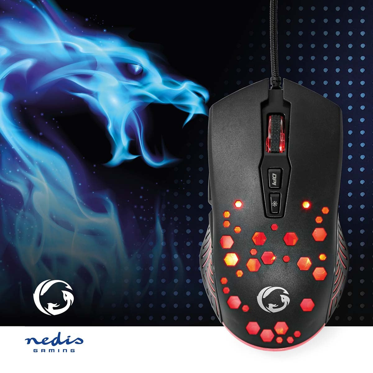 Gaming Mouse | Wire bound | 800 / 1200 / 2400 / 3200 / 4800 / 7200 dpi | Adjustable DPI | Number of buttons: 7 | Programmable buttons | Right-handed | 1.50 m | RGB