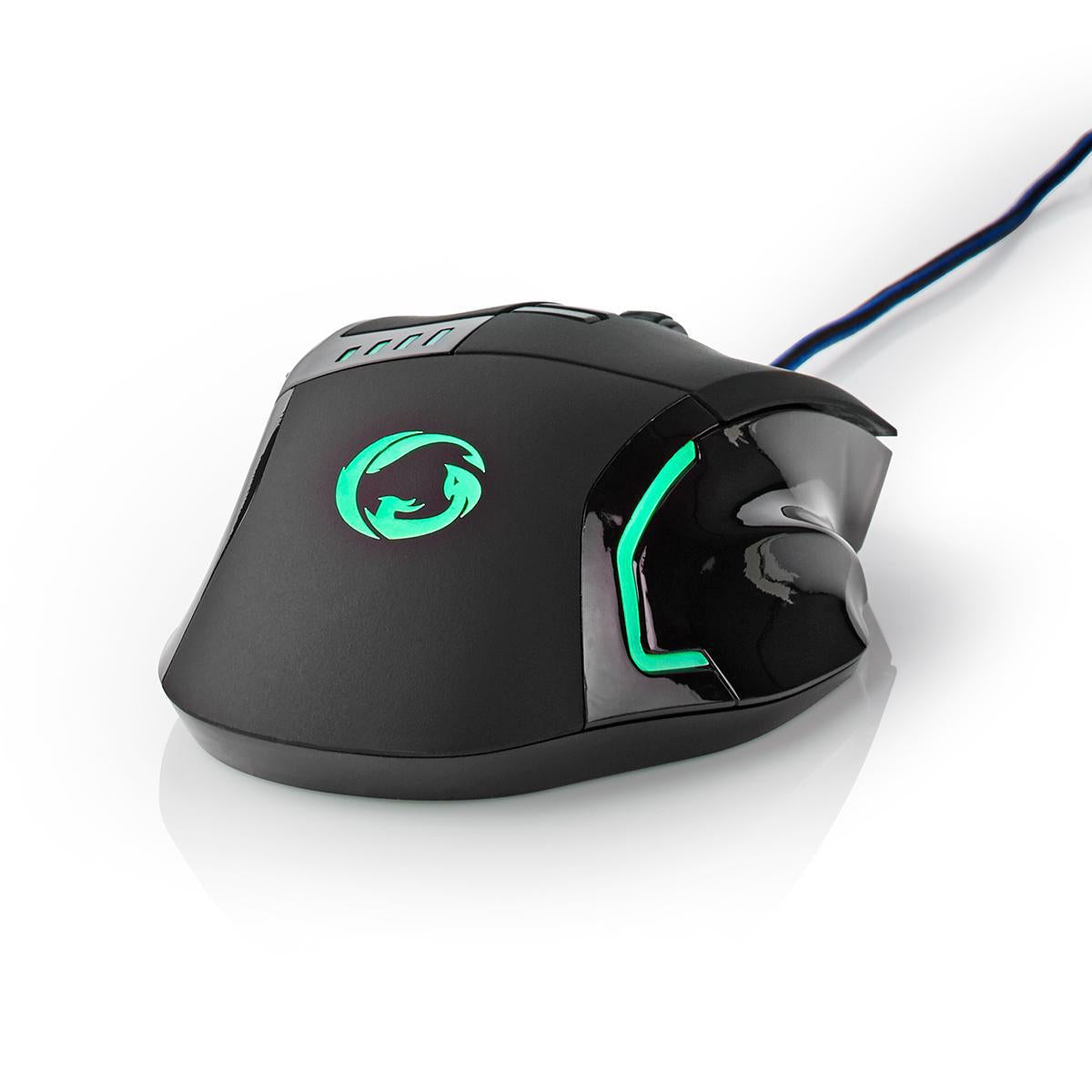 Gaming Mouse | Wire bound | 800 / 1600 / 2400 / 4000 dpi | Adjustable DPI | Number of buttons: 8 | Programmable buttons | Right-handed | 1.50 m | LEDs