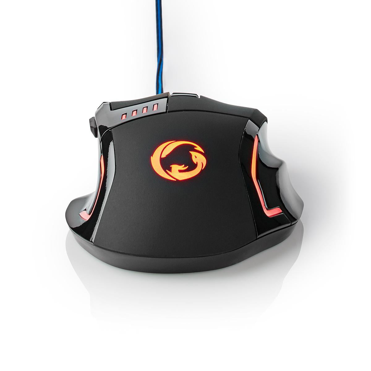 Gaming Mouse | Wire bound | 800 / 1600 / 2400 / 4000 dpi | Adjustable DPI | Number of buttons: 8 | Programmable buttons | Right-handed | 1.50 m | LEDs