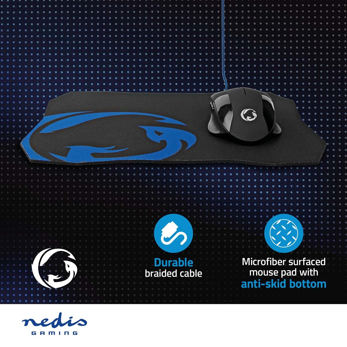 Gaming Mouse and Mouse Pad Set | Wire bound | 1200 / 2400 / 4800 / 7200 dpi | Adjustable DPI | Number of buttons: 6 | Right-handed | 1.50 m | Without Lighting