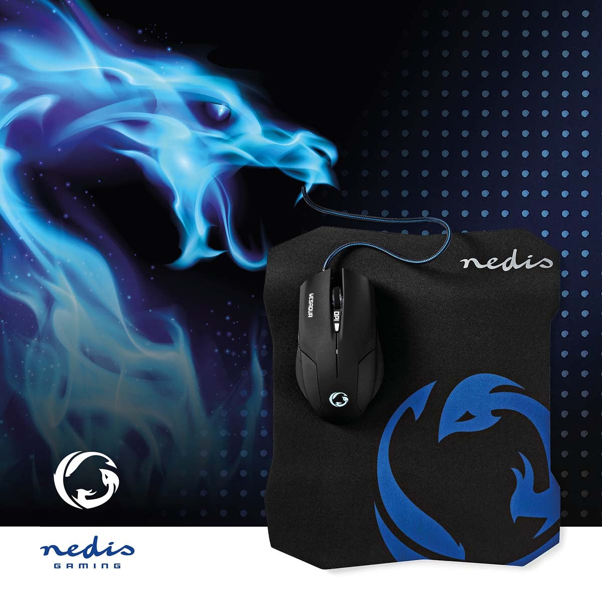 Gaming Mouse and Mouse Pad Set | Wire bound | 800 / 1200 / 1600 dpi | Adjustable DPI | Number of buttons: 6 | Right-handed | 1.50 m | Normal Lighting