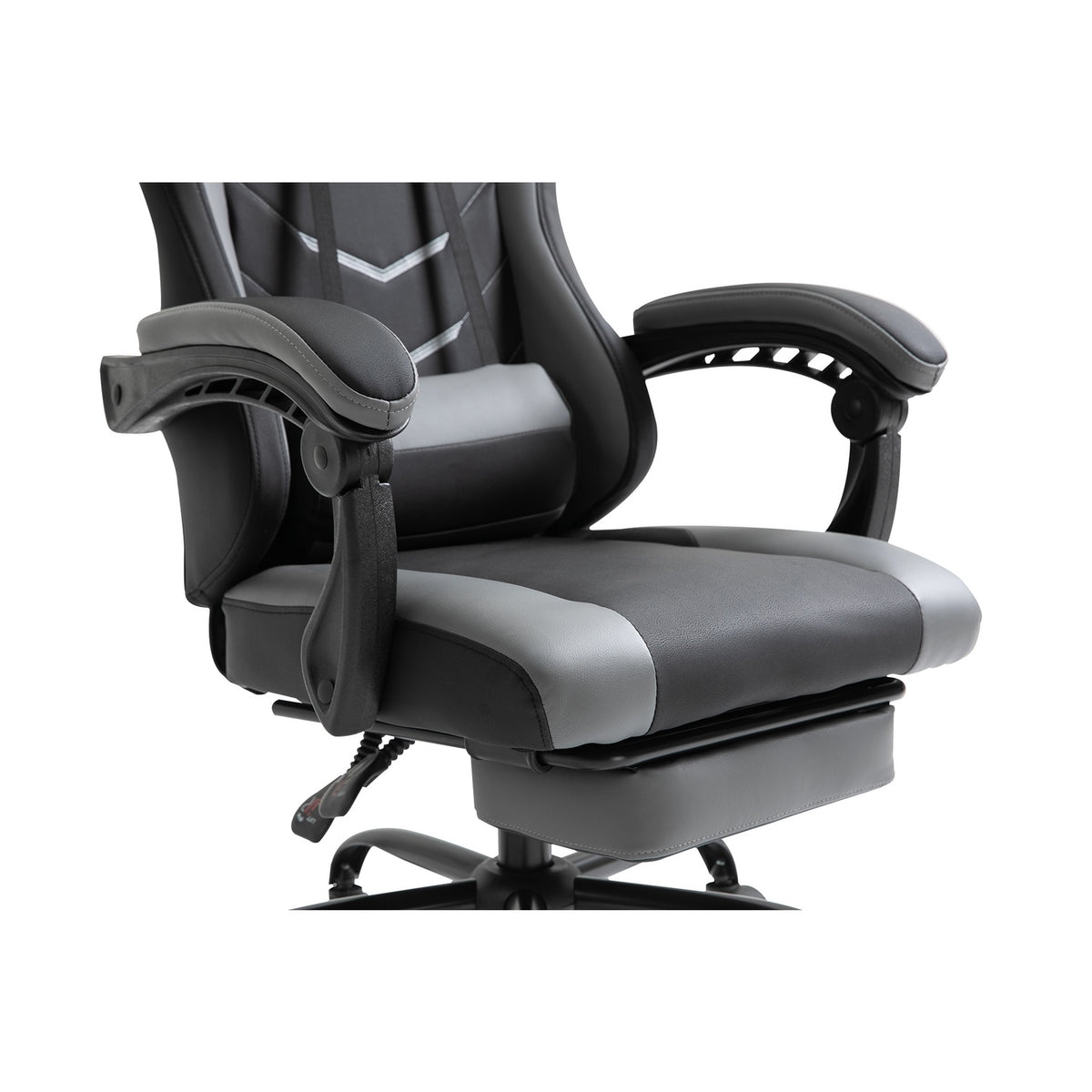 Gaming chair, height adjustable including headrest, adjustable lumbar cushion with footrests, ergonomic, up to 120 kg, black