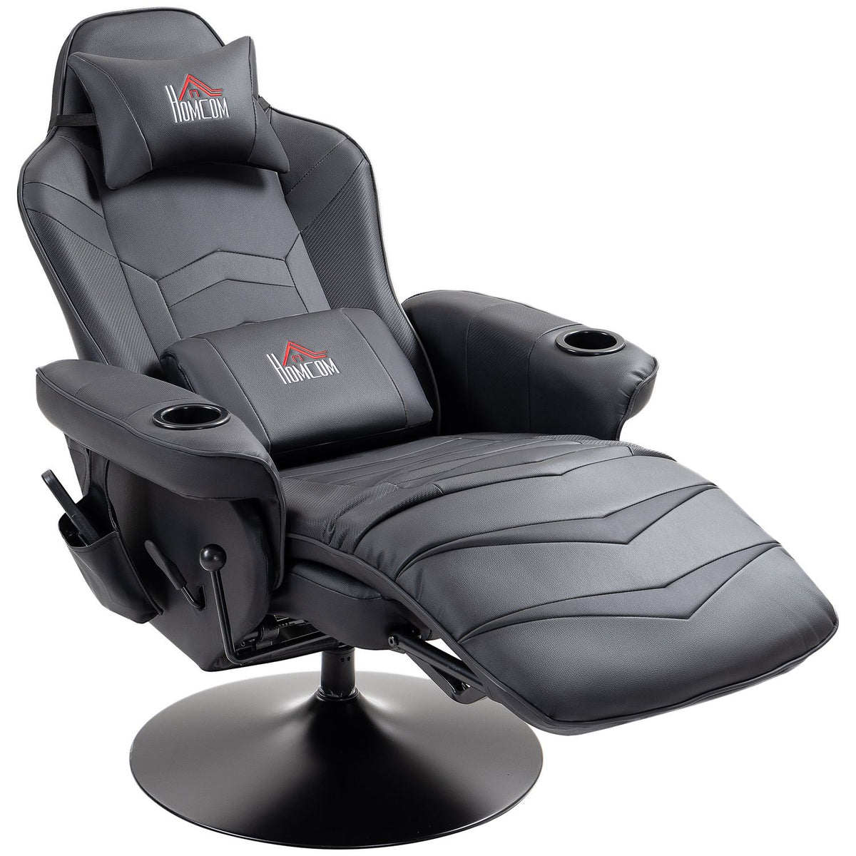 Gaming chair with massage, 360° rotatable, 6 massage points, footrest, removable headrest, artificial leather, 79.5 x 82.5 x 111.5cm, black