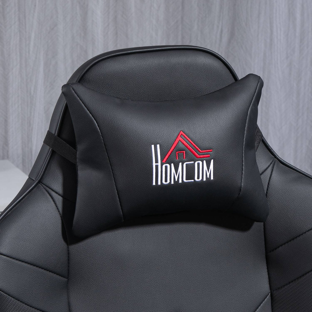 Gaming chair with massage, 360° rotatable, 6 massage points, footrest, removable headrest, artificial leather, 79.5 x 82.5 x 111.5cm, black