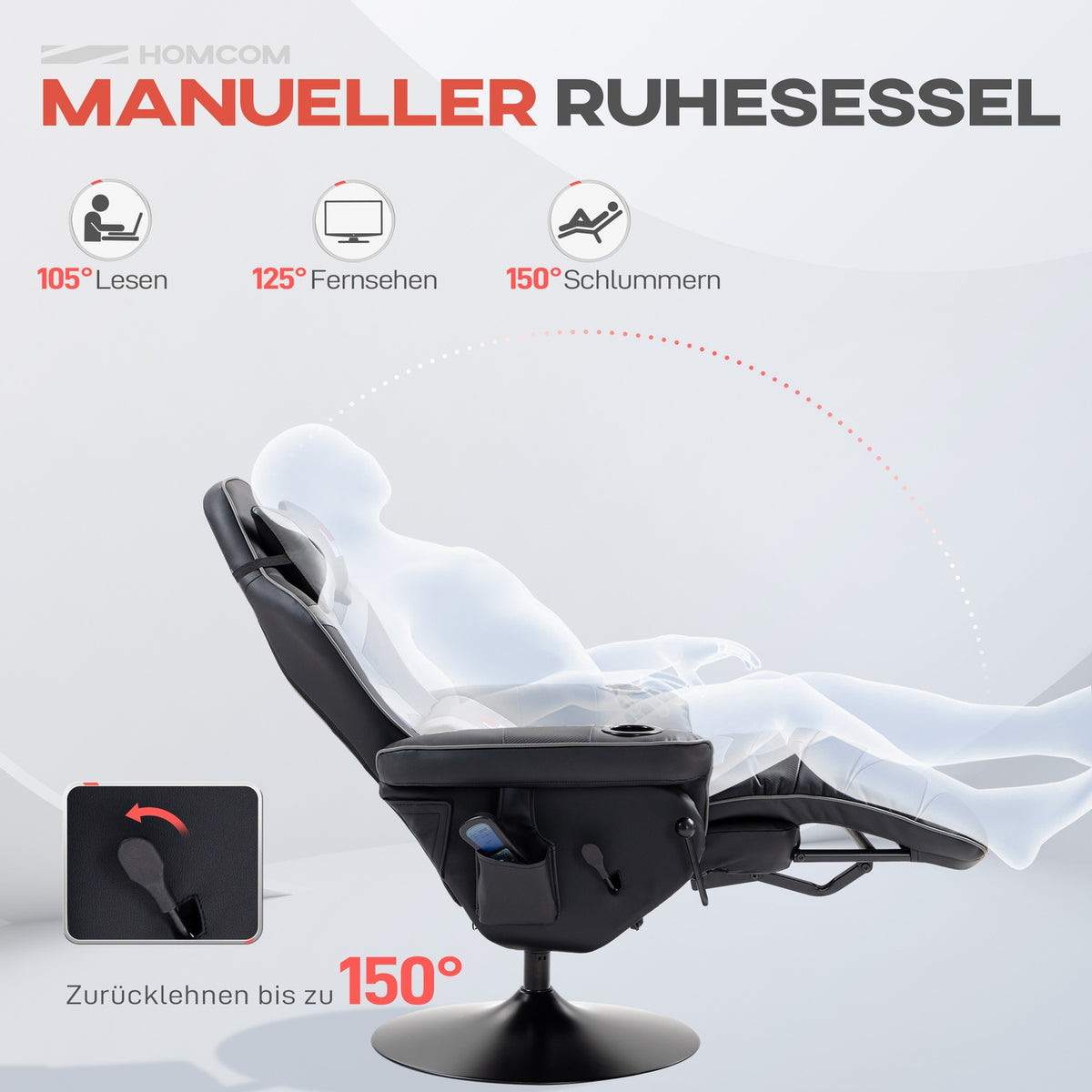 Gaming chair with massage, 360° rotation, 6 massage points, footrest, removable headrest, artificial leather, 79.5 x 82.5 x 111.5 cm, greyAoso