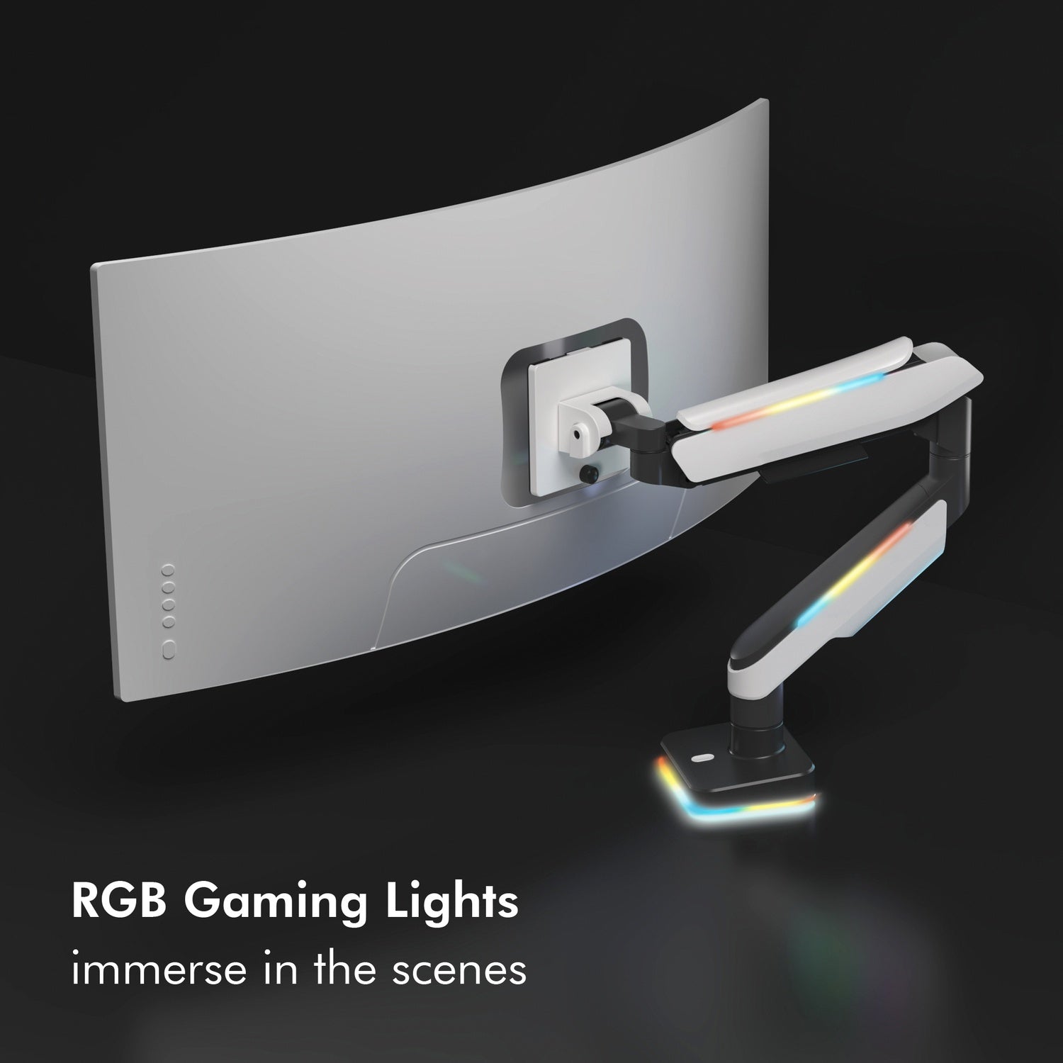 Gaming monitor arm 17-32" with lighting Black/White