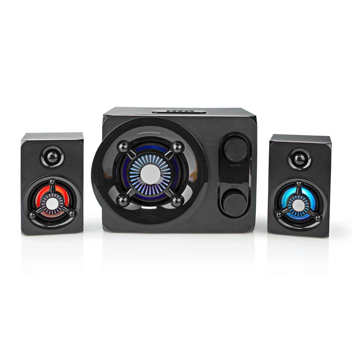 Gaming speakers | Speaker channels: 2.1 | Power adapter | 3.5 mm Male | 75 W| LEDs | Volume control