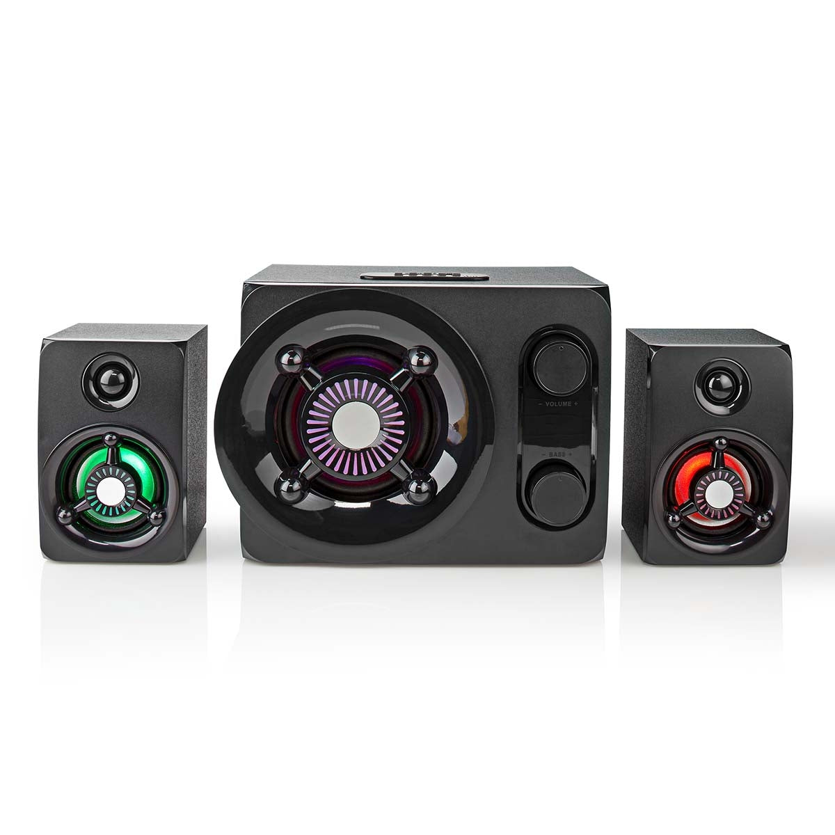 Gaming speakers | Speaker channels: 2.1 | Power adapter | 3.5 mm Male | 75 W| LEDs | Volume control