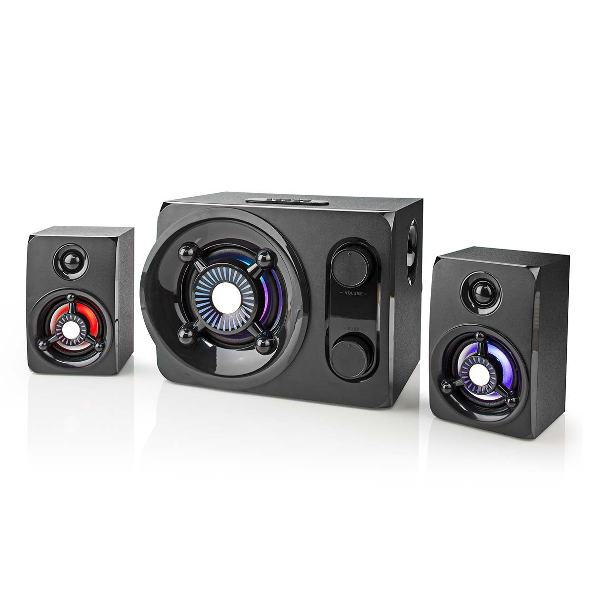 Gaming speakers | Speaker channels: 2.1 | Power adapter | 3.5 mm Male | 75 W| LEDs | Volume control