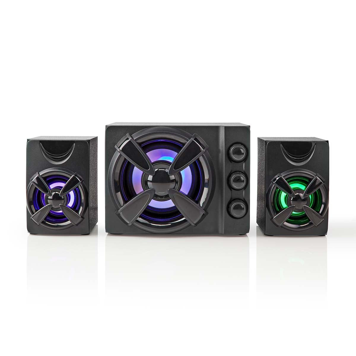 Gaming speakers | Speaker channels: 2.1 | USB Power | 3.5 mm Male | 33 W| LEDs | Volume control