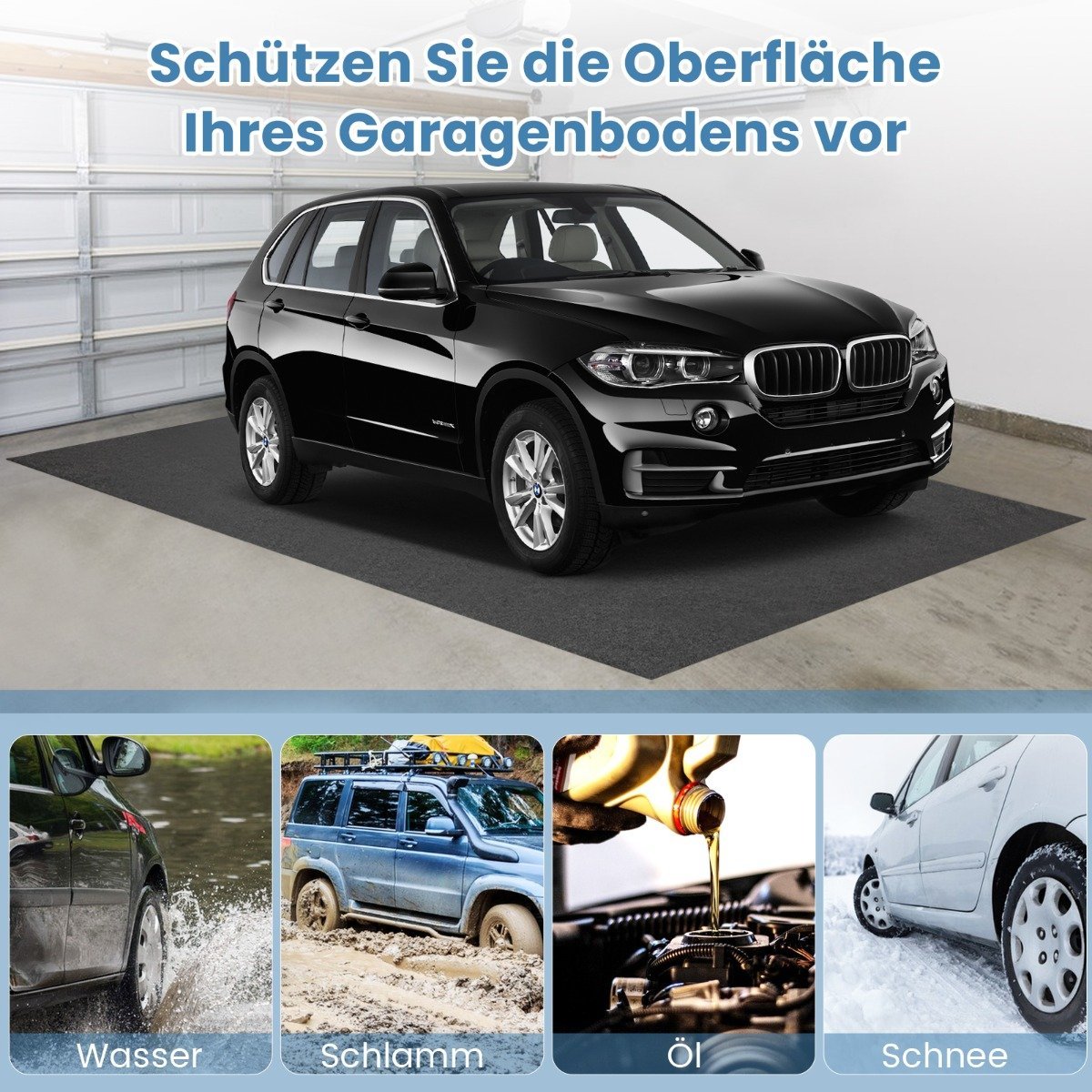 Garage Floor Mat, 252.5x221 cm, Oil & Water Resistant