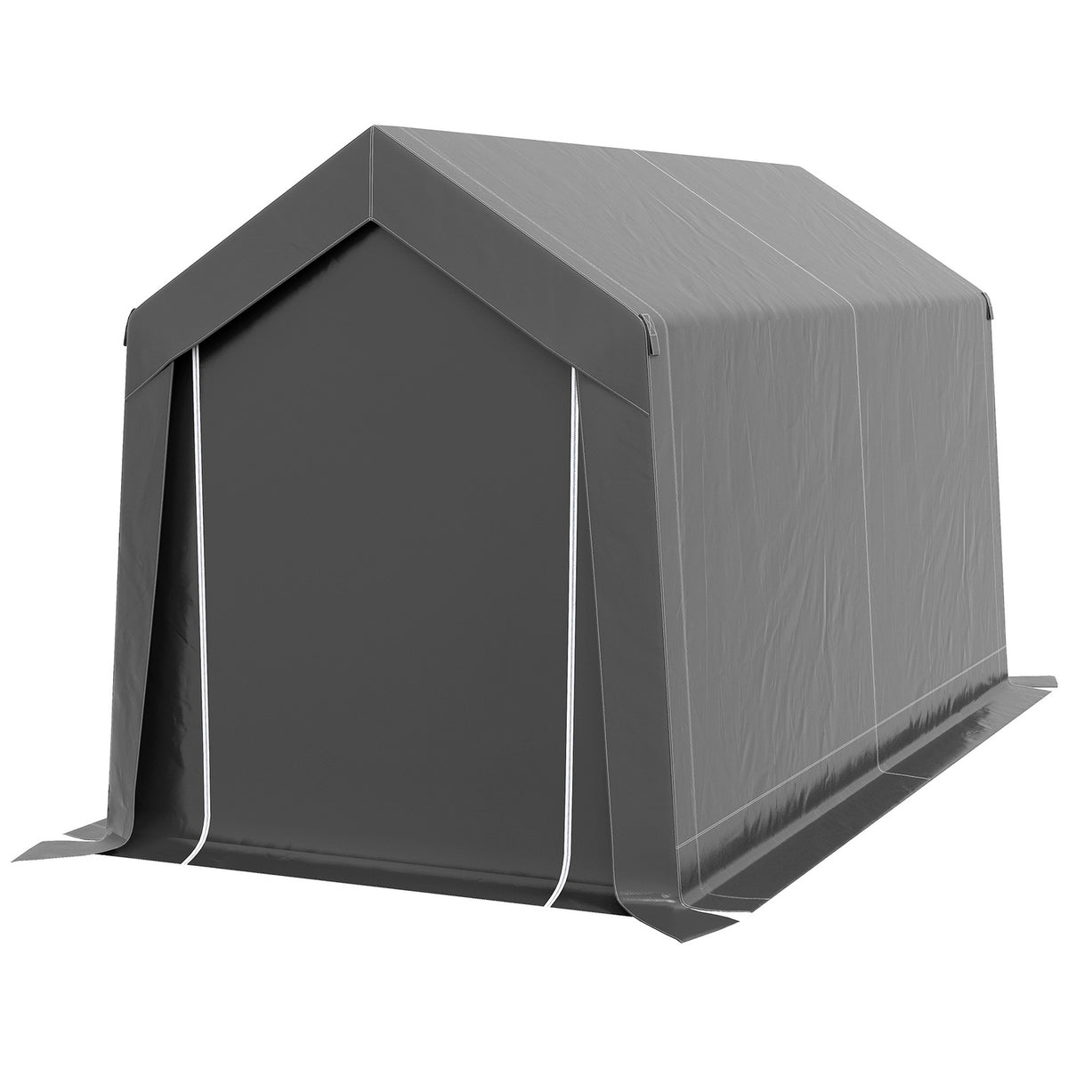 Garage Tent, 2.1 x 3.6 x 2.35 m Storage Tent with UV Protection, Zip Door, Water-Repellent Foil Garage for Motorcycle, Garden Tools, Dark Gray