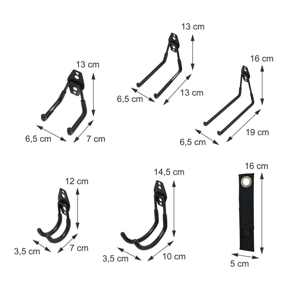Garage Wall Hooks Set, 12-Piece PVC-Coated with Straps