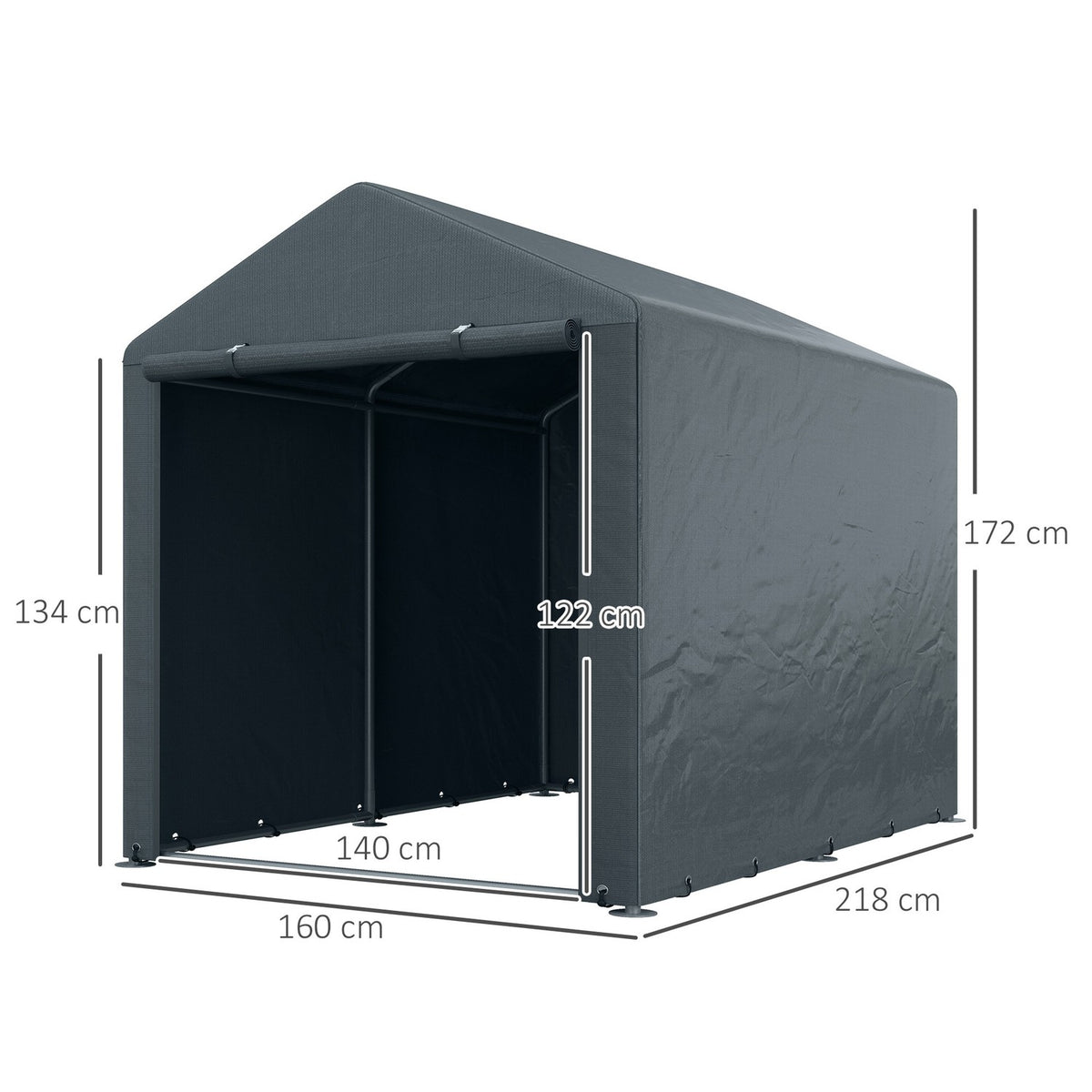 Garage tent, 1.6 x 2.18 x 1.72 m storage tent with UV protection, zip door, water-repellent film garage for garden tools