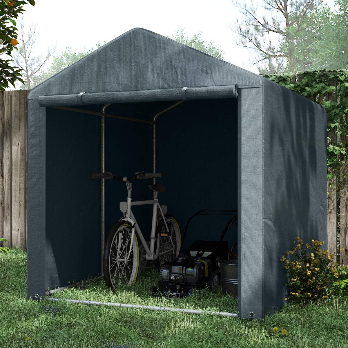 Garage tent, 1.6 x 2.18 x 1.72 m storage tent with UV protection, zip door, water-repellent film garage for garden tools