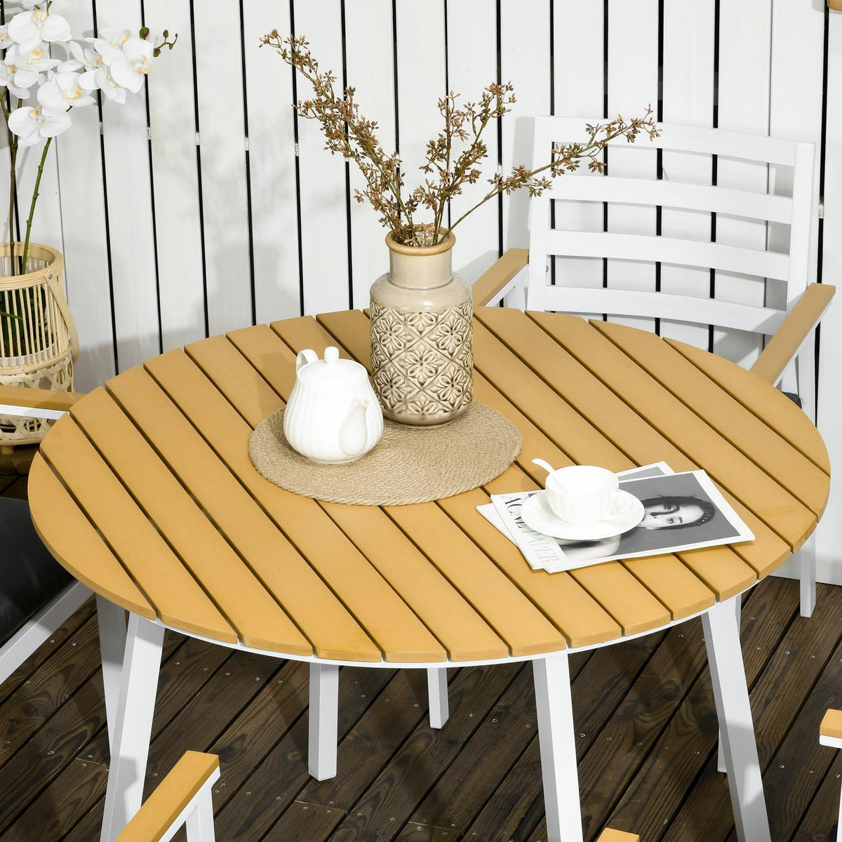 Garden Balcony Seating Group For 4 People, 1 Table, 4 Chairs, Weatherproof, 105 Cm X 105 Cm X 74 Cm, Brown + White + Gray