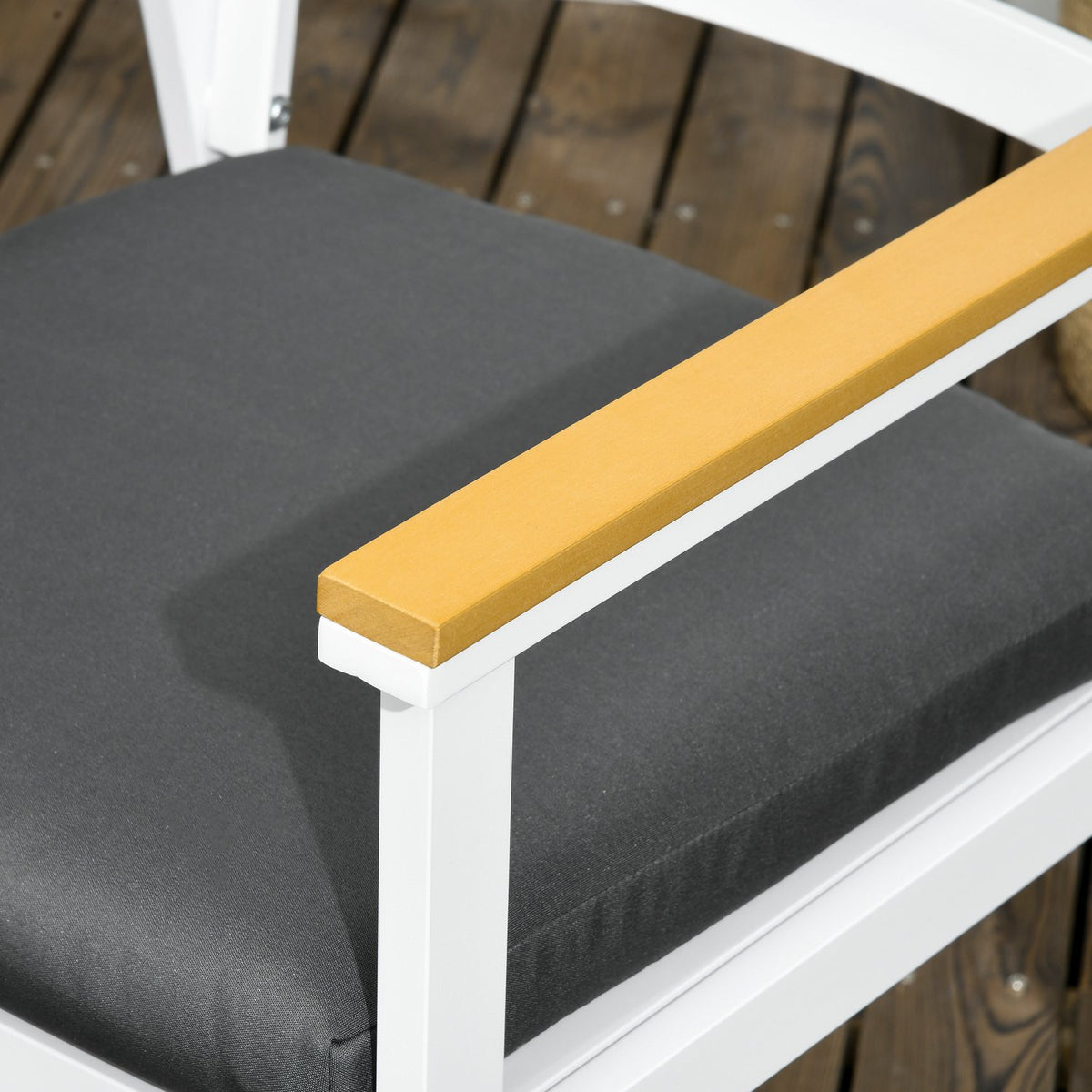 Garden Balcony Seating Group For 4 People, 1 Table, 4 Chairs, Weatherproof, 105 Cm X 105 Cm X 74 Cm, Brown + White + Gray