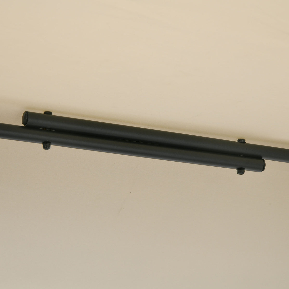 Garden Bar Set Rattan Bar Table With 4 Bar Stools, Bar Table With Roof, Seating Group, Footrest, Black, Steel, For Garden & Balcony