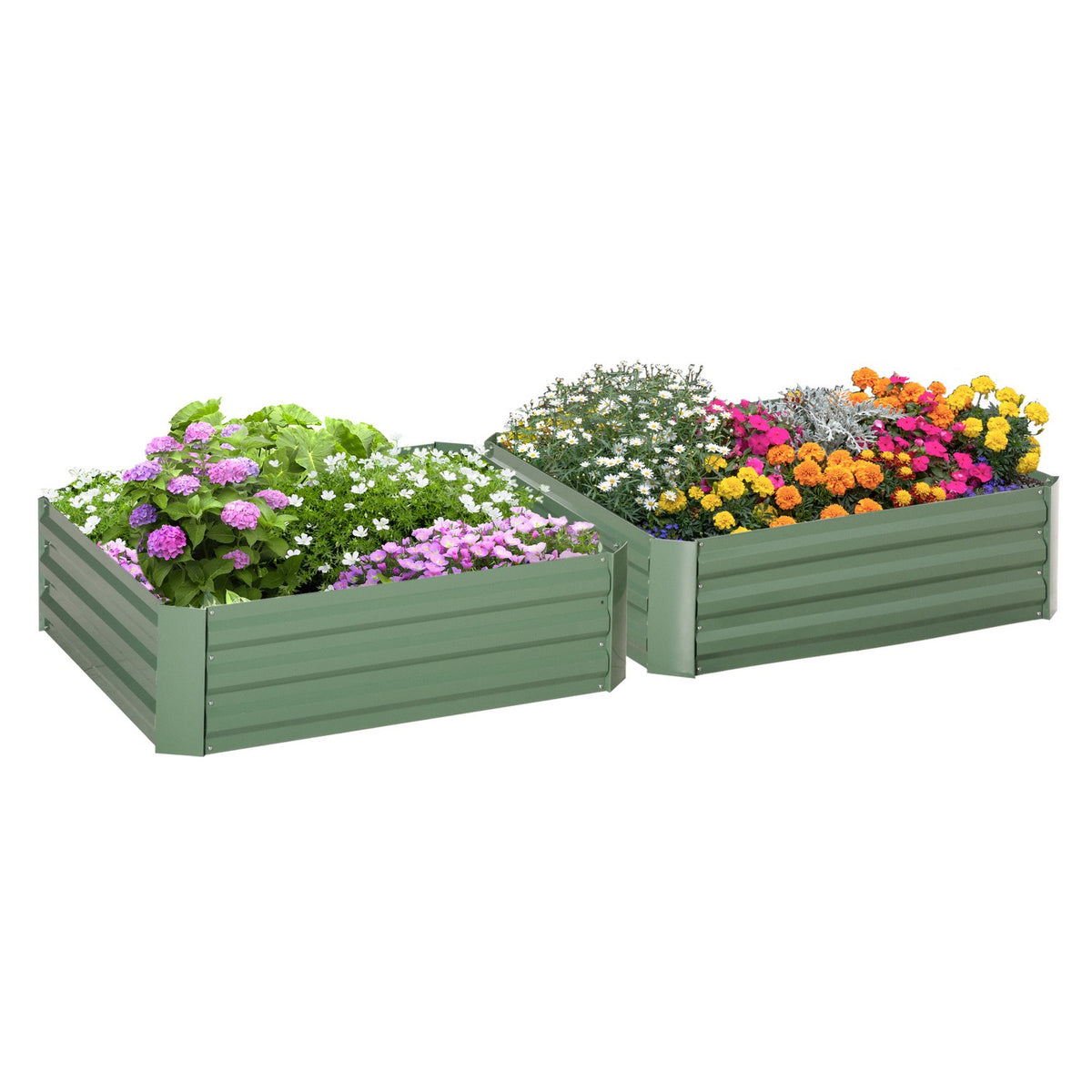 Garden Bed & Planter Box In Green, Galvanized Steel, 100X100X30Cm