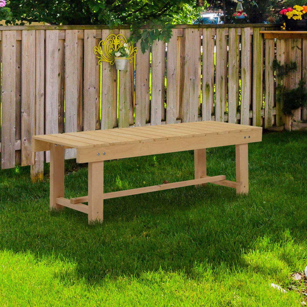 Garden Bench 2-Seater Bench Made Of Solid Wood, Rustic Garden Furniture, Natural, 110X38X35Cm