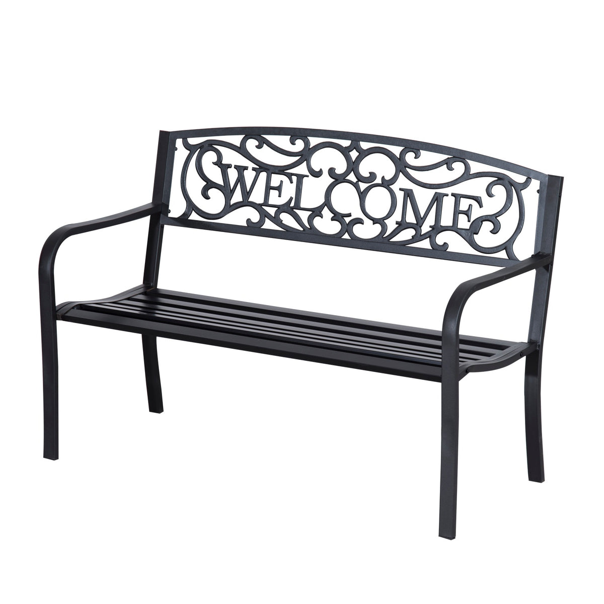 Garden Bench 2-Seater Bench Park Bench Metal Garden Furniture