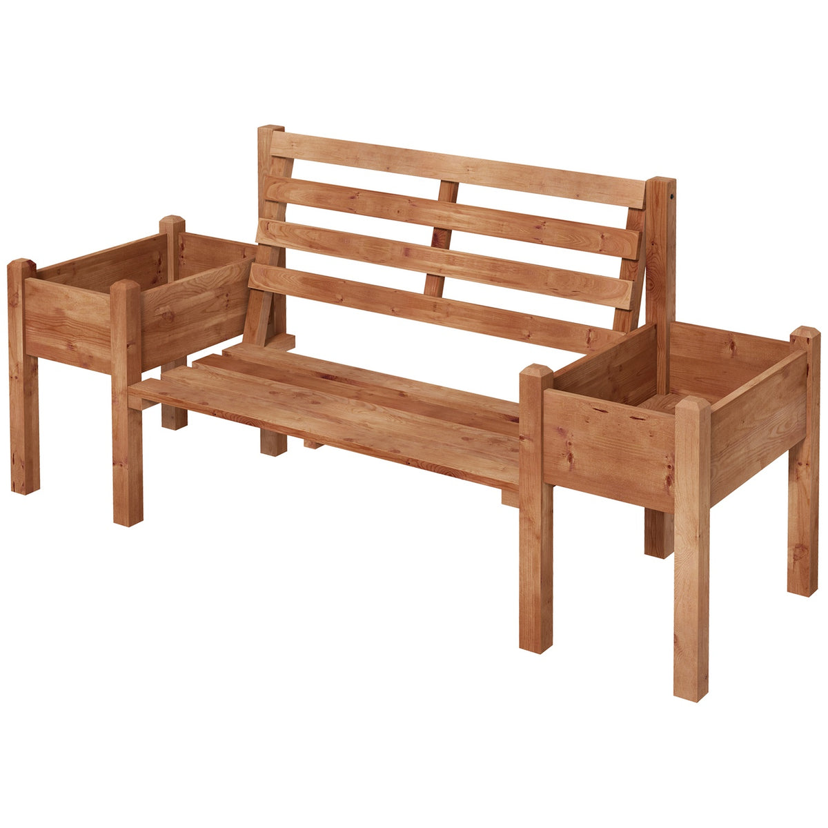 Garden Bench, 2-Seater Bench, Wooden Bench, Balcony Bench With Flower Box, For Garden, Terrace, Load Capacity Up To 240 Kg