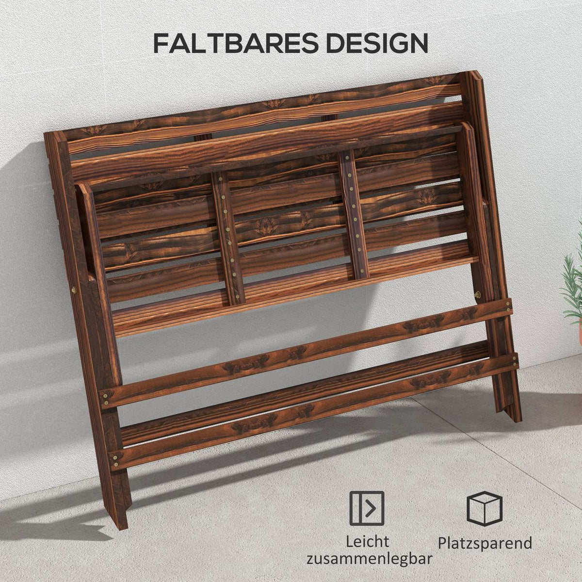 Garden Bench, 2-Seater Bench, Wooden Bench With Backrest, Park Bench, Can Hold Up To 250 Kg, For Garden, Balcony, Charred, 122 X 63 X 83 Cm