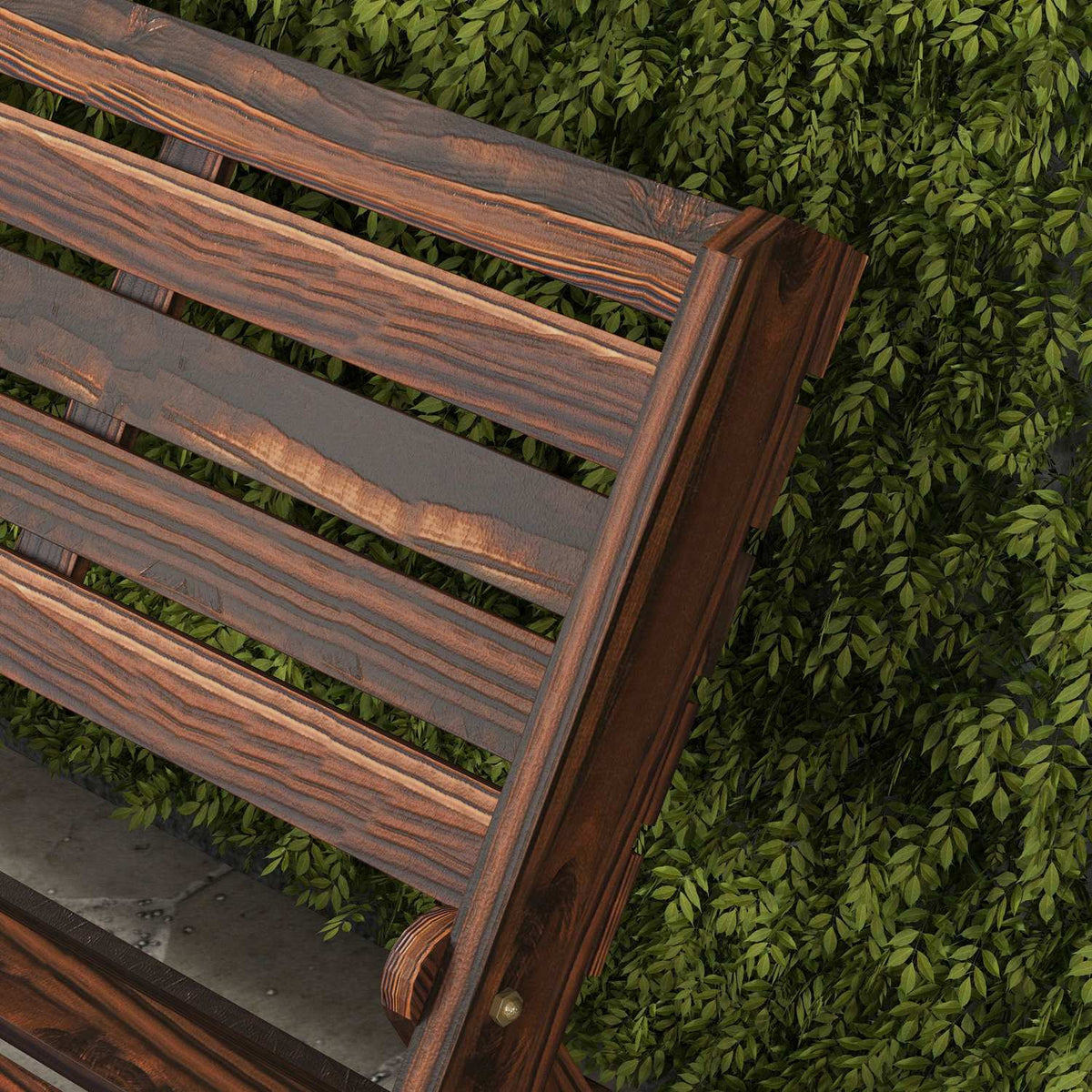 Garden Bench, 2-Seater Bench, Wooden Bench With Backrest, Park Bench, Can Hold Up To 250 Kg, For Garden, Balcony, Charred, 122 X 63 X 83 Cm