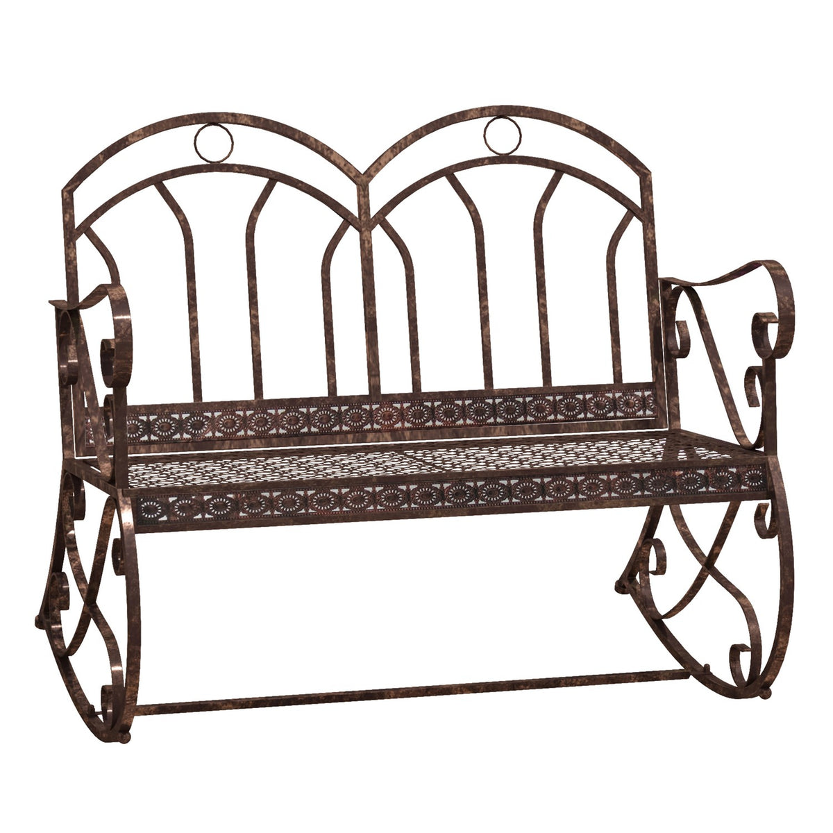 Garden Bench 2-Seater Metal Bronze-Red