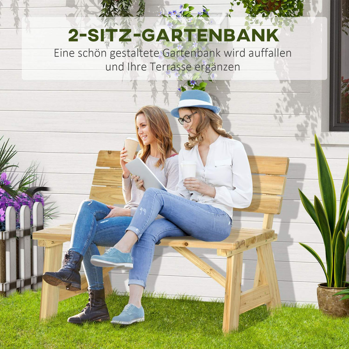 Garden Bench 2-Seater Park Bench Made Of Wood Bench Up To 220 Kg Bench Patio Bench With Backrests Garden Furniture Solid Wood 116 X 56 X 80 Cm