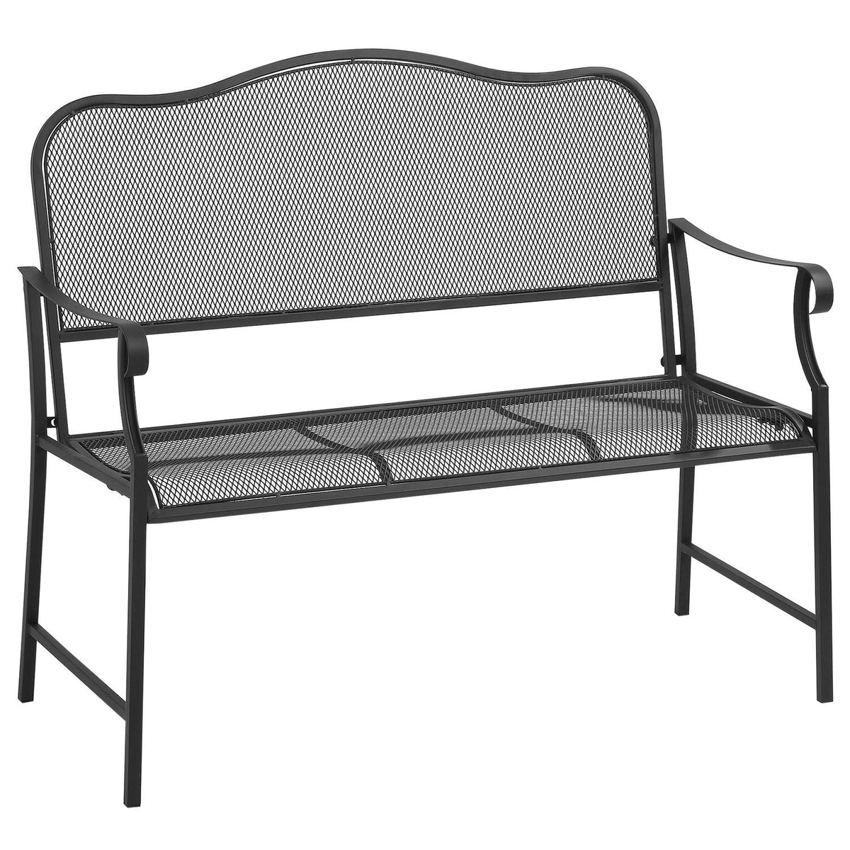 Garden Bench 2-Seater Park Bench Patio Bench Can Hold Up To 220 Kg With Backrests Metal Black 113 X 58 X 98 Cm