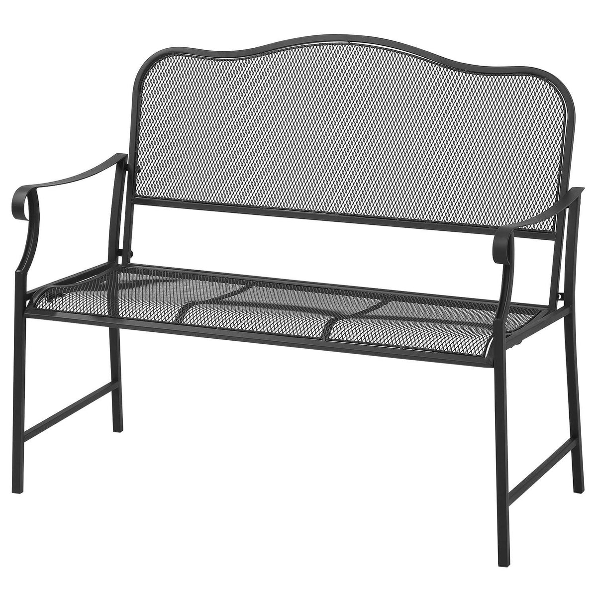 Garden Bench 2-Seater Park Bench Patio Bench Can Hold Up To 220 Kg With Backrests Metal Black 113 X 58 X 98 Cm