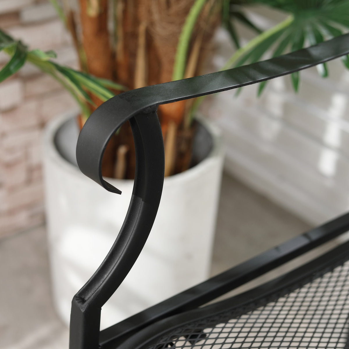 Garden Bench 2-Seater Park Bench Patio Bench Can Hold Up To 220 Kg With Backrests Metal Black 113 X 58 X 98 Cm