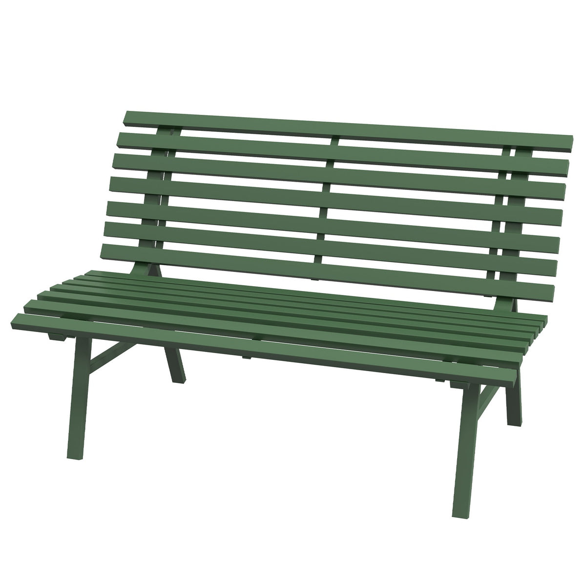 Garden Bench 2 Seater Park Bench With Backrest, Aluminum, 123X67X79Cm, Green