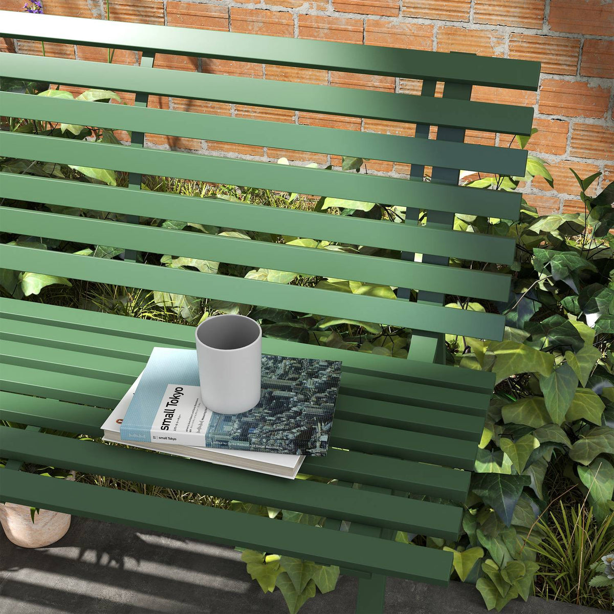 Garden Bench 2 Seater Park Bench With Backrest, Aluminum, 123X67X79Cm, Green
