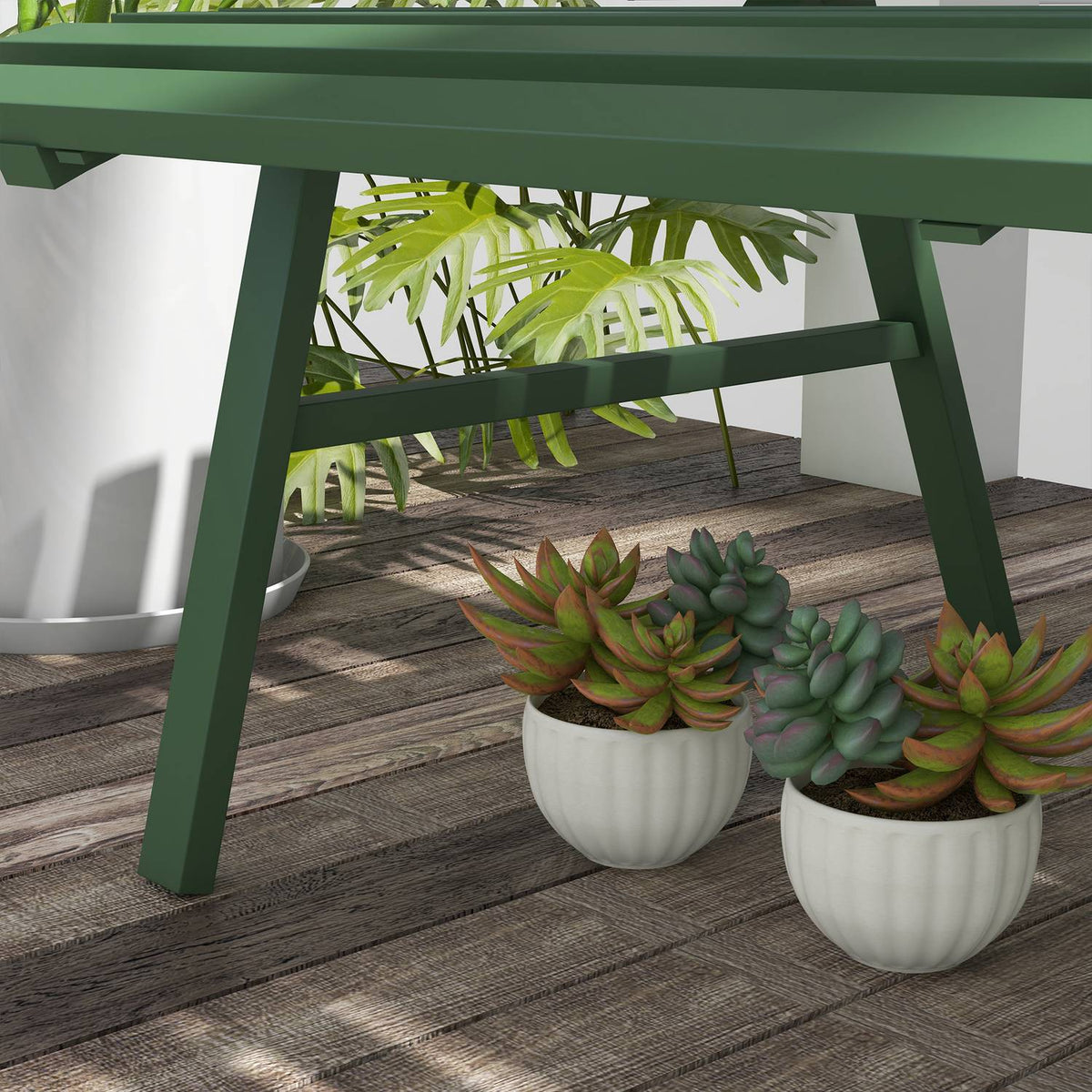 Garden Bench 2 Seater Park Bench With Backrest, Aluminum, 123X67X79Cm, Green