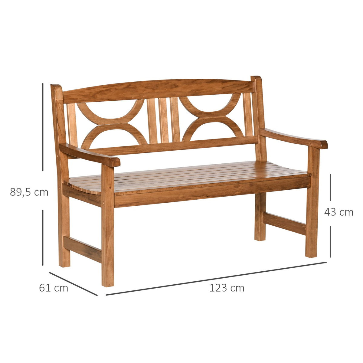 Garden Bench 2-Seater Poplar Wood Backrest Natural 250Kg Patio Garden
