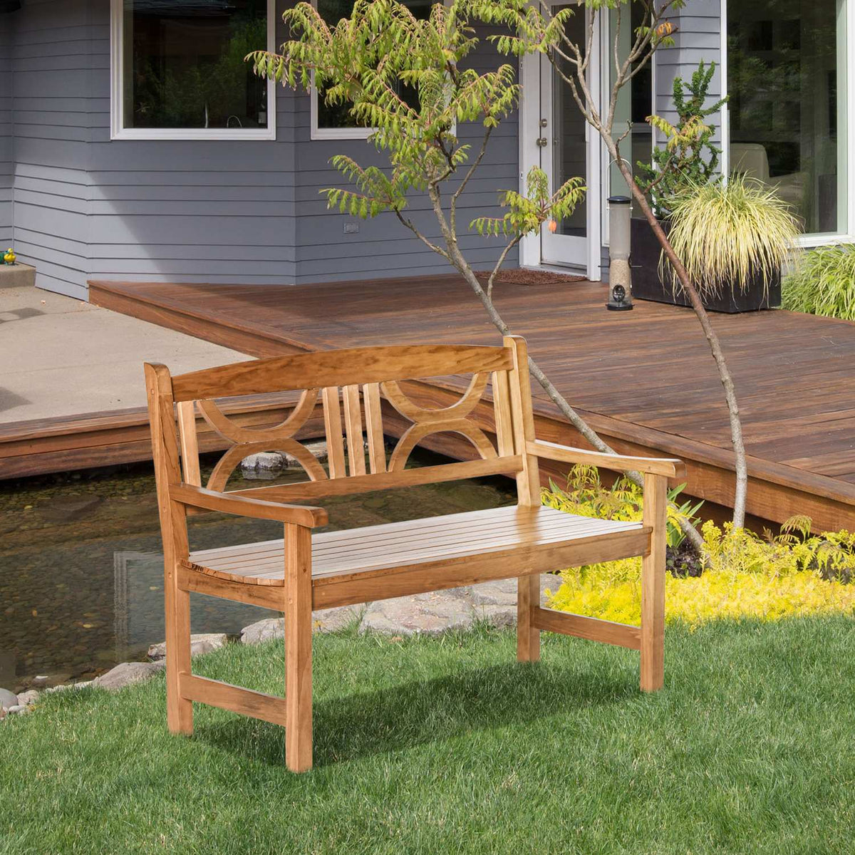 Garden Bench 2-Seater Poplar Wood Backrest Natural 250Kg Patio Garden
