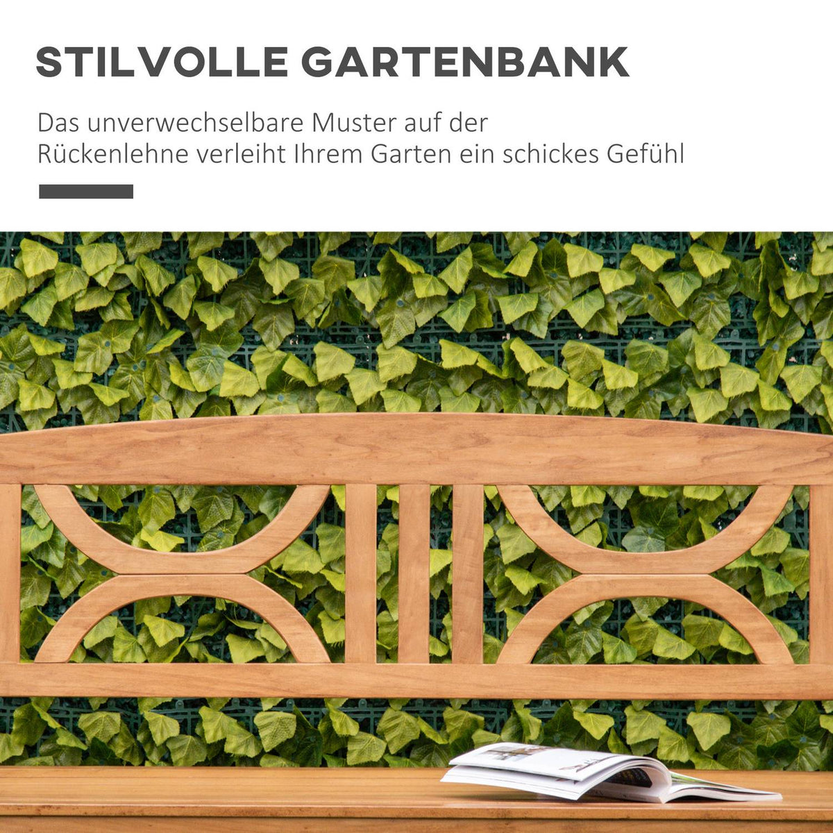 Garden Bench 2-Seater Poplar Wood Backrest Natural 250Kg Patio Garden