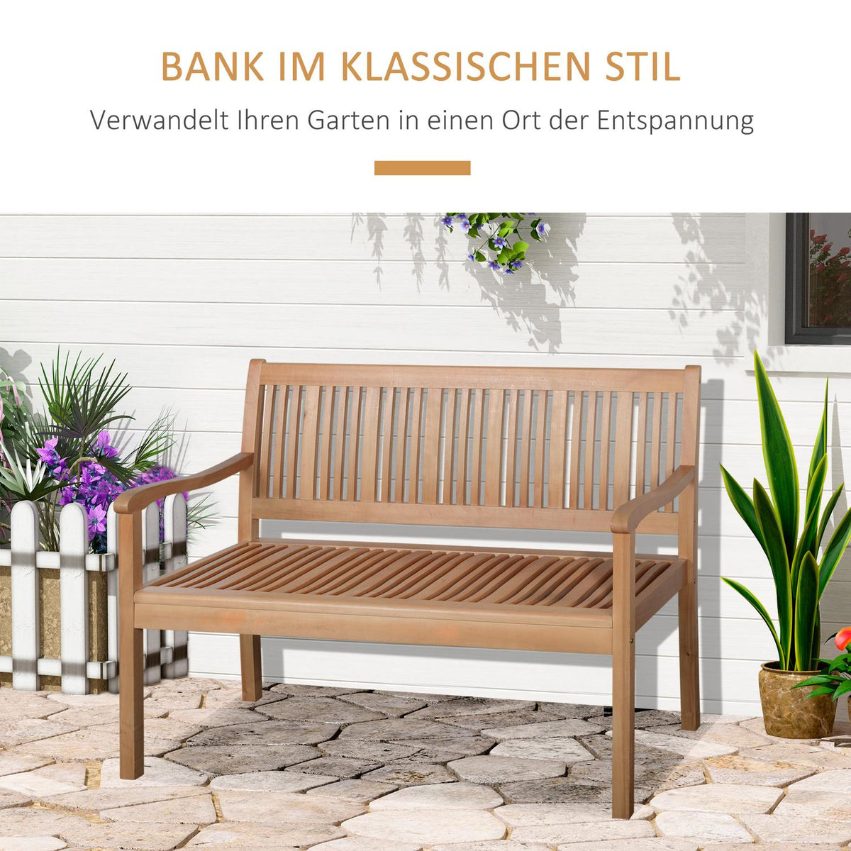 Garden Bench 2-Seater Poplar Wood Backrest Yellow 180Kg Patio Garden