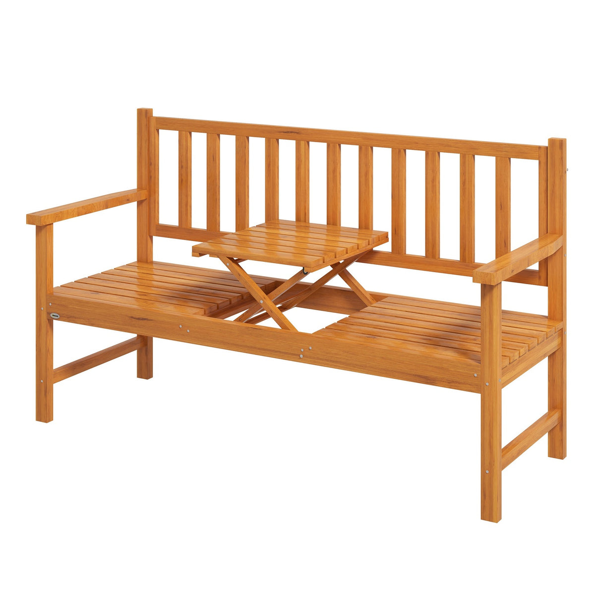 Garden Bench 3-Seater Bench Table Armrest Wooden Bench Up To 280Kg Balcony Patio Light Brown 153X56X91Cm