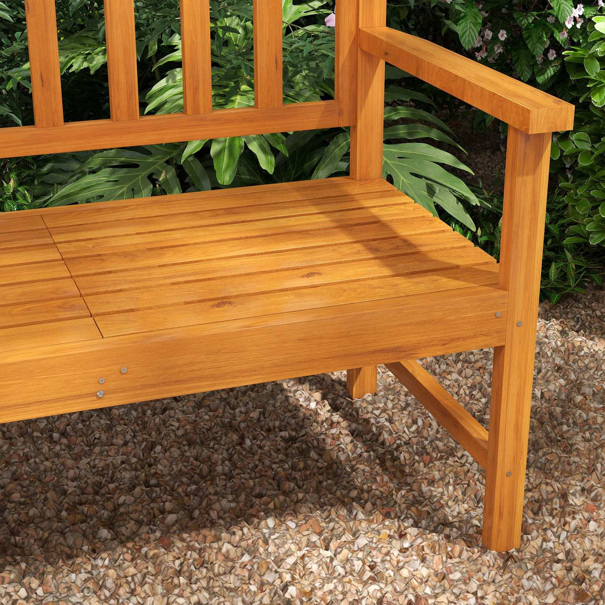 Garden Bench 3-Seater Bench Table Armrest Wooden Bench Up To 280Kg Balcony Patio Light Brown 153X56X91Cm