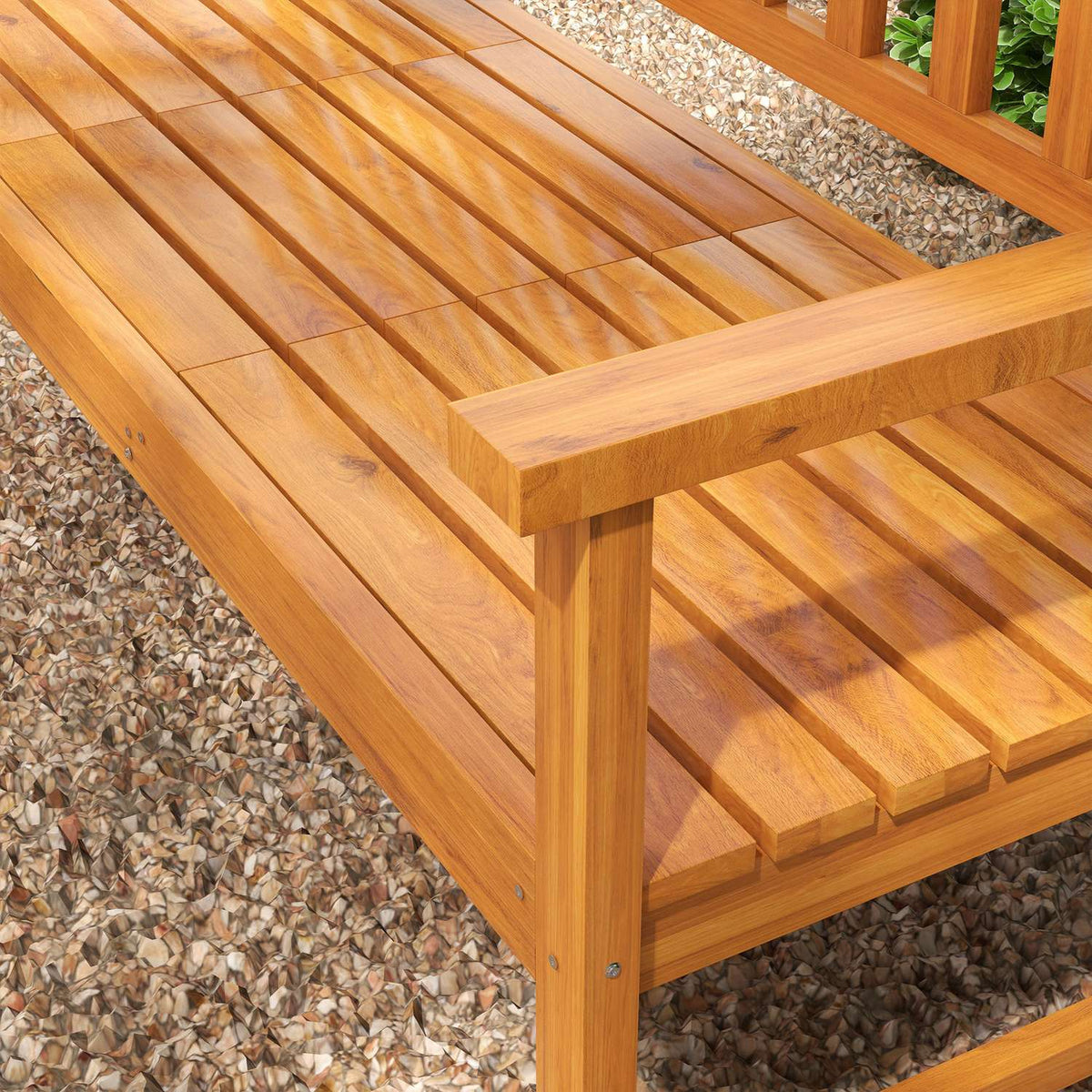 Garden Bench 3-Seater Bench Table Armrest Wooden Bench Up To 280Kg Balcony Patio Light Brown 153X56X91Cm