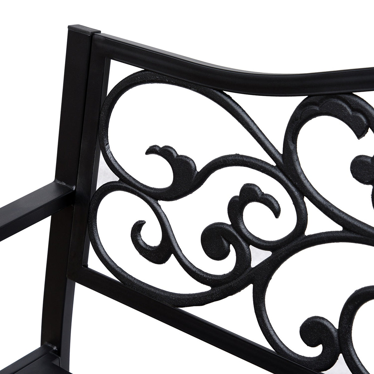 Garden Bench 3-Seater Steel Bench with Armrests Made of Cast Iron Black 127x60x89cm for Garden Patio Balcony