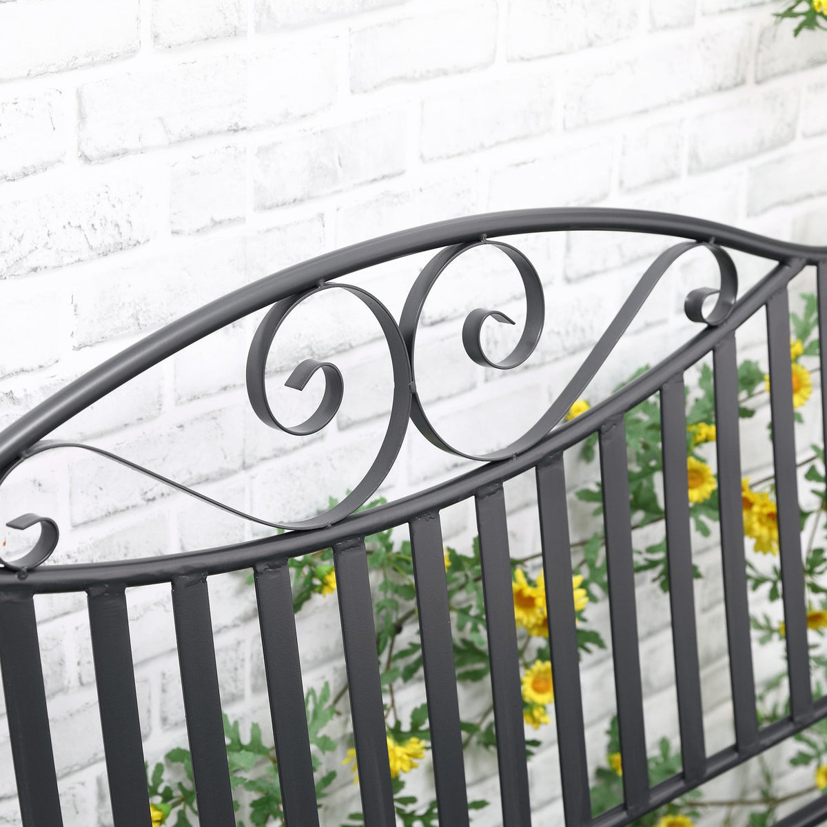Garden Bench Bench For 2 People Park Bench Armrest Metal Bench Garden Balcony Patio Up To 220Kg Gray 155X54X96Cm