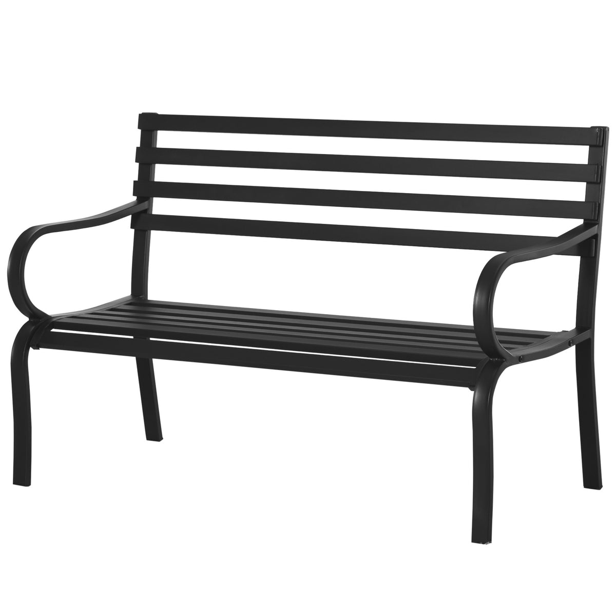 Garden Bench Bench Metal Garden Furniture 2-Seater Black 127 X 58 X 82 Cm