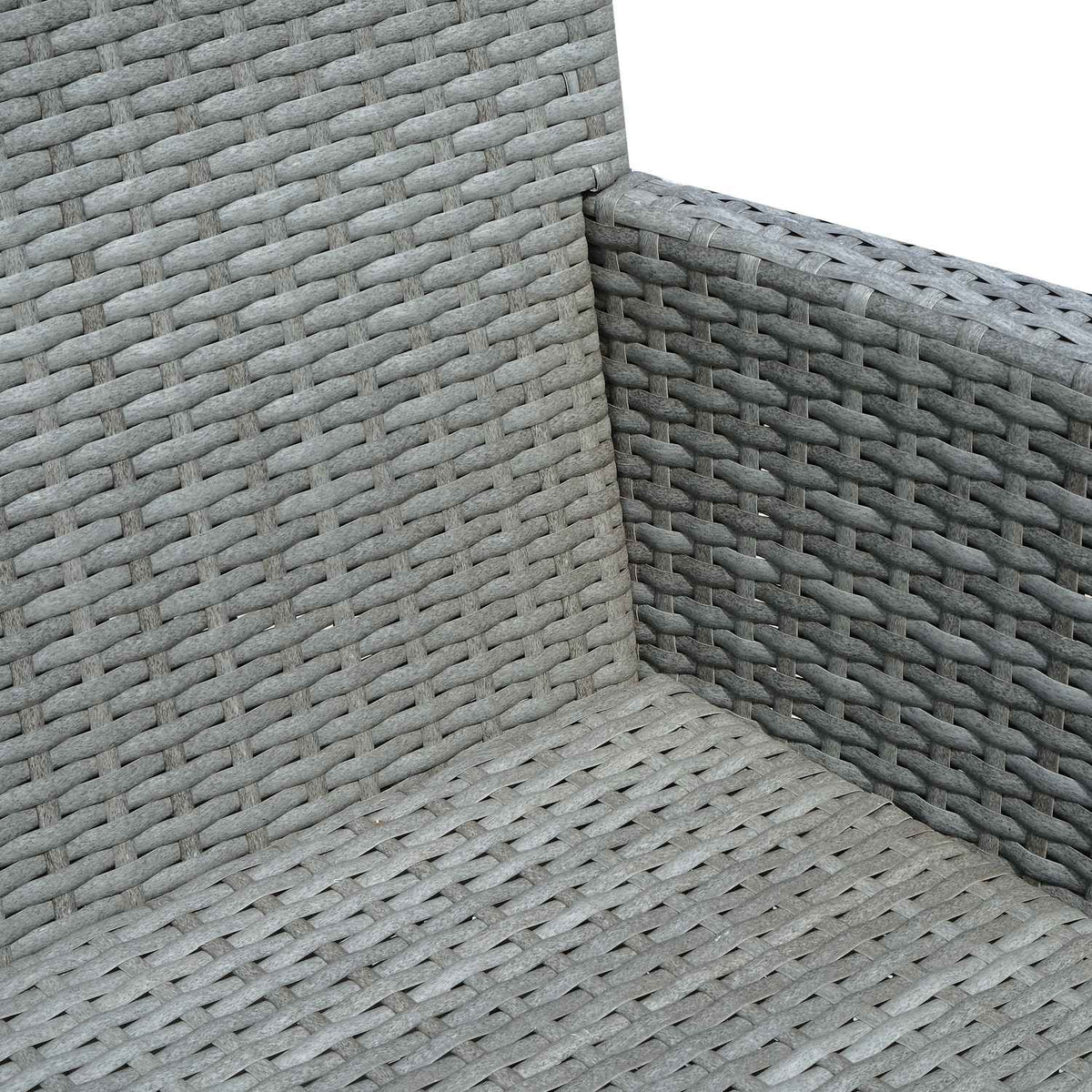 Garden Bench Made Of Polyrattan 2-Seater Bench With Integrated Table, Steel Frame, Gray, W133 X D63 X H84Cm